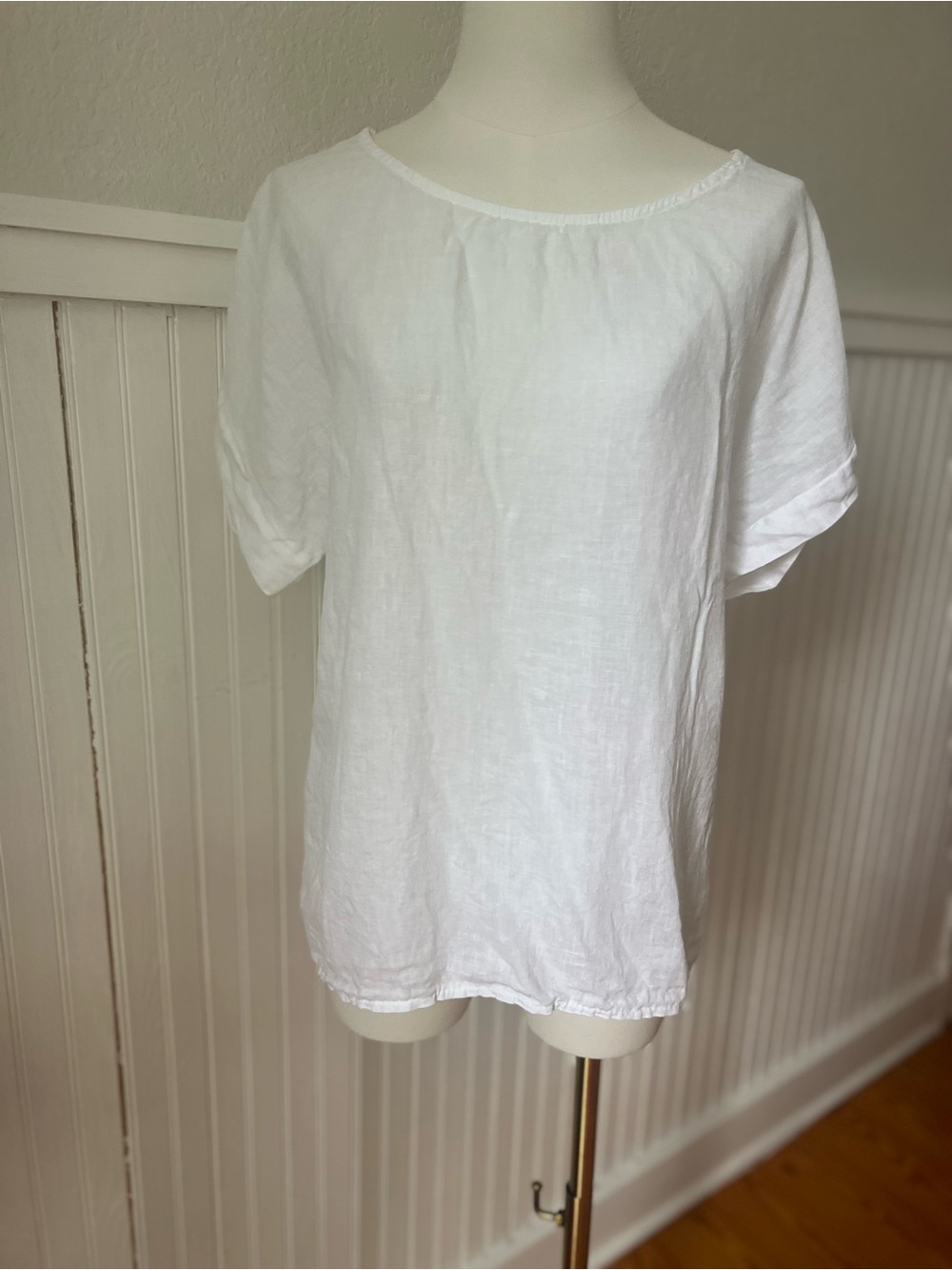 Women’s Terzo Millennio White Linen Eyelet Shirt Cottagecore Italy Coastal M